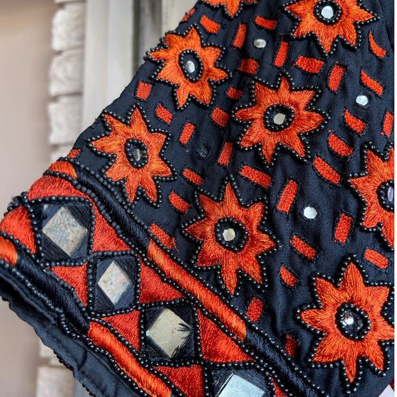 Vintage handmade orange mirrored choli top size S - Picture 4 of 4